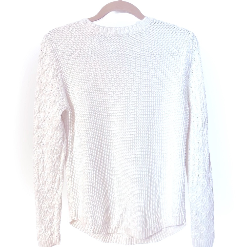Jeanne Pierre Women’s Crewneck 100% Cotton Fisherman Cable-Knit Sweater - Small - Picture 3 of 5